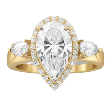 Gold oval center and pear side diamond engagement ring sticker