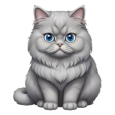 gray Persian cat full body sitting with blue eyes sticker