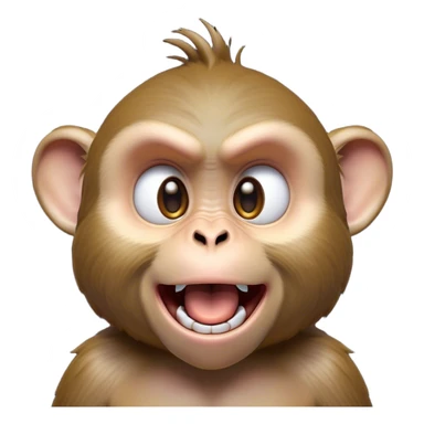 Cinematic Comical Macaque Portrait Emoji, Head tilted dramatically with an exaggeratedly shocked expression, featuring a dynamic, animated face with wide, comically expressive eyes full of humorous disbelief, Simplified yet hilariously expressive features, highly detailed, glowing with a slightly sassy glow, high shine, dramatic yet playful, stylized with an air of quirky primate attitude, soft glowing outline, capturing the essence of a meme-worthy macaque that looks ready to side-eye its way into viral fame! sticker