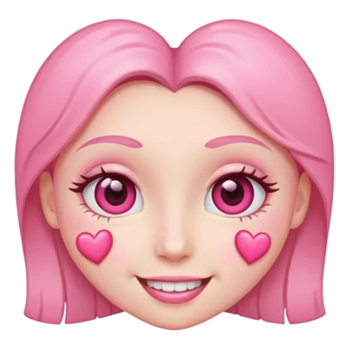 heart eye face with pink hearts, smiling sticker