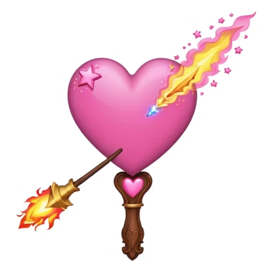 wand with a shooting star pink heart on fire like the heart is the shooting star emoji sticker