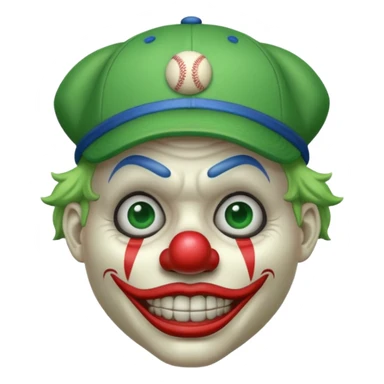 toxic green clown with baseball cap sticker