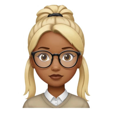 black girl with blonde hair in a ponytail with glasses doing a side eye sticker