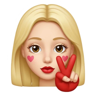 kissy face with peace sign by eye sticker