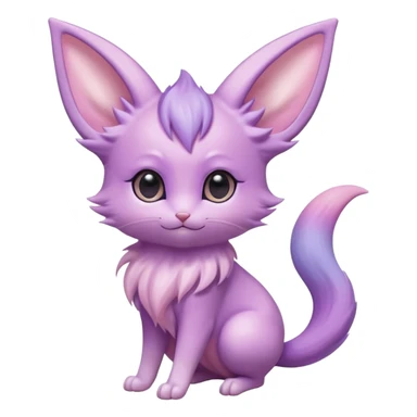 Cute kawaii fluffy big-eyed anime-styled floofy floofy Pastel Gradients Shiny silky realistic smooth soft innocent Espeon-Mew-Minccino-Delcatty-fusion sticker