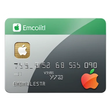 Apple style emoji of a minimalistic credit card in white-gray gradient, flat and clean design, no extra details, next to it a green square box with a bold white check mark inside, minimalistic Apple style sticker