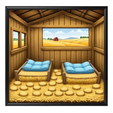 And inside the barn we made them little beds of hay sticker