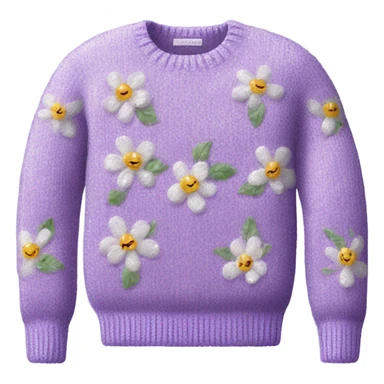 Knit sweater with a floral lilac glittery design sticker