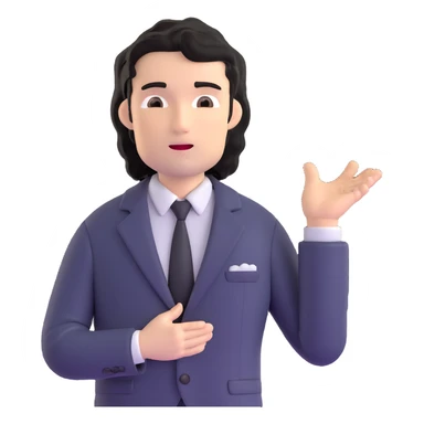 Professional portrait of a business strategist with black wavy hair, stubble, chiseled face, wearing blazer and button-up shirt, confident engaging expression, speaking pose, suitable for keynote speaker profile sticker