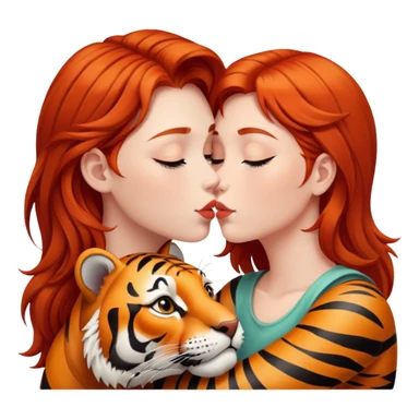 redhead girl kissing tiger sticker