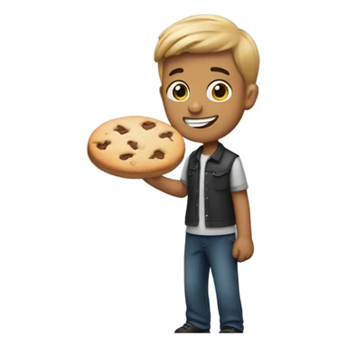Boy holding crumbl cookie sticker