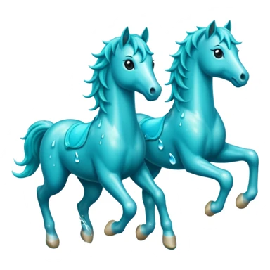 Water Horses run With drops The color is turquoise  sticker