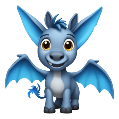 cute Donkey with blue dragon wings sticker