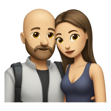 A bald man with a dark blonde full beard kissing a brunette woman with her eyes closed sticker
