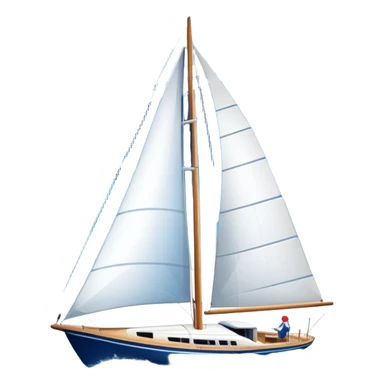An icon featuring a sleek sailboat with billowing sails cutting through the waves. The design includes the boat's mast, a wind-filled sail, and water splashes, symbolizing the thrill and skill of sailing. Transparent background highlights the elegance and power of wind-driven sports. sticker
