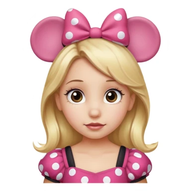 Little girl Hazel  eyes blonde hair Minnie mouse ears sticker