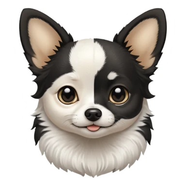 A black and white chihuahua emoji please with a thin white line on the center of head sticker