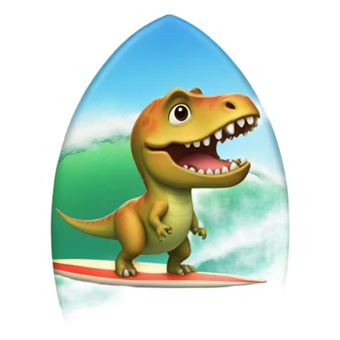 A dinosaur in a surfboard  sticker