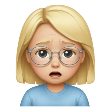 blond baby girl crying with glasses sticker