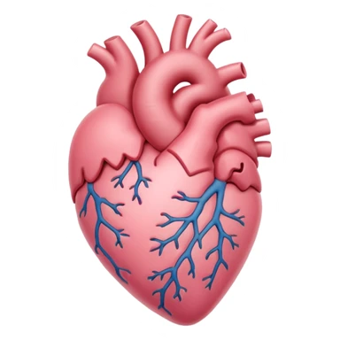 Anatomical heart, very soft pastel pink, light, iOS emoji style, variation 2 sticker