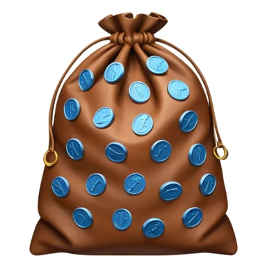 brown money bag of blue coins sticker