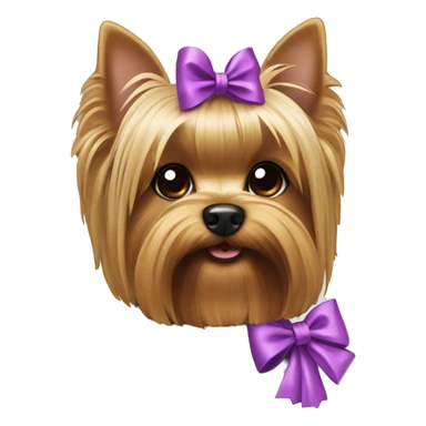 Yorkie dog with pick bow  sticker