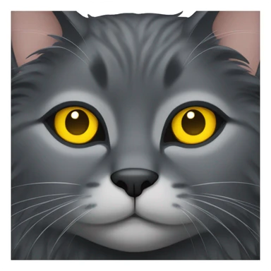 Fluffy dark grey cat with yellow eyes sticker