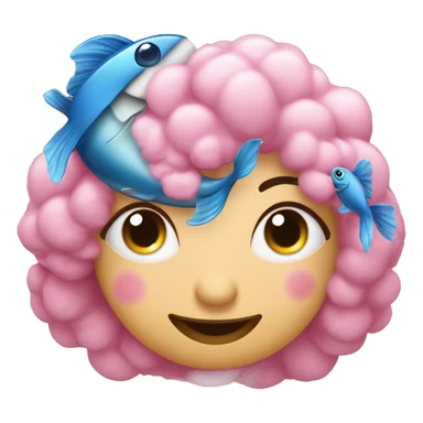 pesce rosa con i capelli blu dorme su un albero in sardegna sticker
