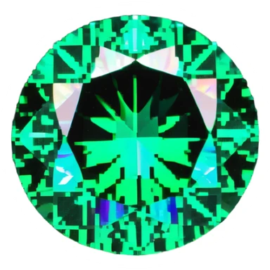 round cut emerald gemstone with vibrant green color and holographic sparkle effect sticker