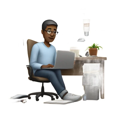 man working remotely from home sticker