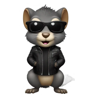 Squirrel wearing a black motorcycle jacket and sunglasses  sticker