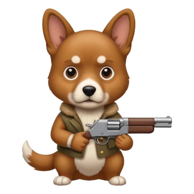 Dog shoting a gun sticker