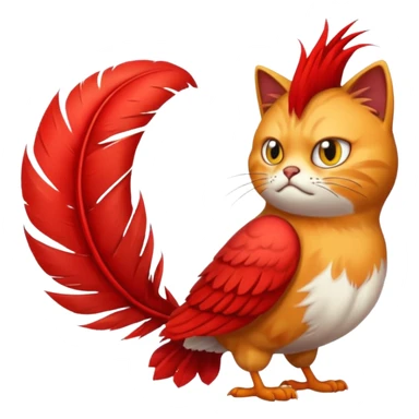 bird angry red with cat tail sticker
