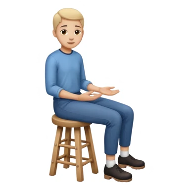 a person sitting on a stool with straight back turn in straight body putting their hands on both legs. sticker