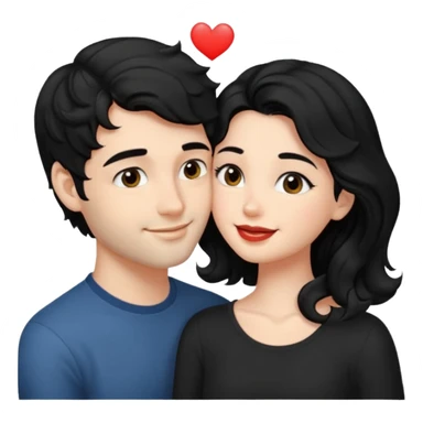 a handsome man with black short wavy hair, no beard tries to kiss a cute woman who has long~~ black hair sticker