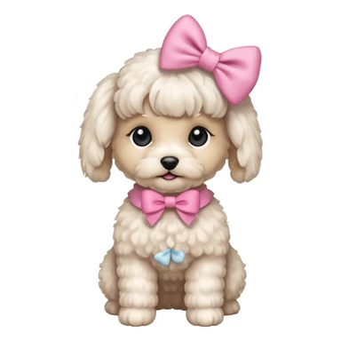 white maltipoo with pony tail and pink bow sticker