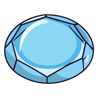 A round cut light blue celestite gem with multiple facets, sparkling and shimmering light blue crystal sticker