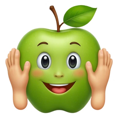 Regular apple emoji face with feet and hands sticker