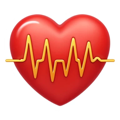 emoji of a red beating heart with gentle motion lines or soundwave pulses around it, symbolizing a heartbeat. Smooth, glossy Apple emoji design with soft highlights and a warm, lively glow sticker