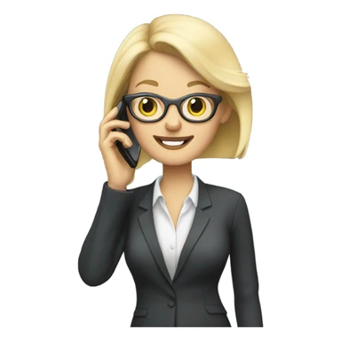 Blonde pale businesswoman wearing glasses talking on her cell phone sticker