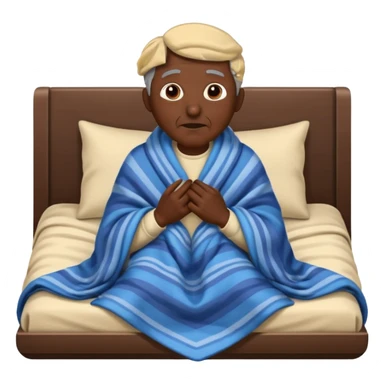 dark skin old man with tucked blanket sticker