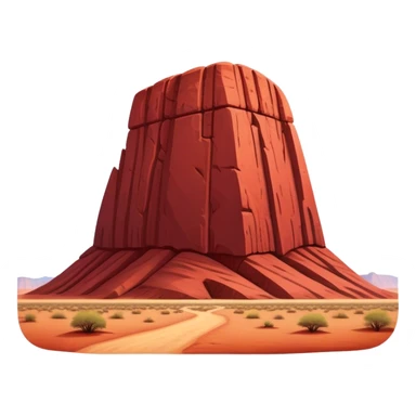 Cinematic Realistic Uluru Landmark Emoji, showcasing the massive, red monolith rising from the desert rendered with rich textures and warm, dramatic lighting. sticker