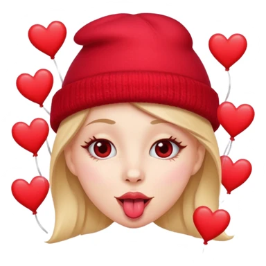 A cross eyed unisex with their tongue out far with Valentine’s Day decor/hearts around eyes facing different directions sticker