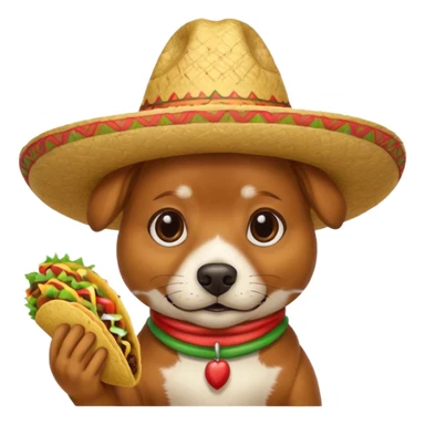 A Italian dog with sombrero and taco sticker