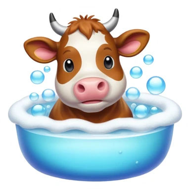Cow in a bubble bath sticker