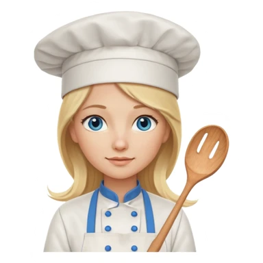 Long Blonde hair blue eyed female chef sticker