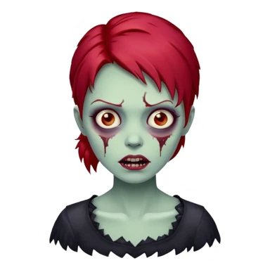 Zombie emoji woman with cherry red hair sticker
