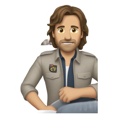 Brown haired mullet man flying plane that’s crashing sticker