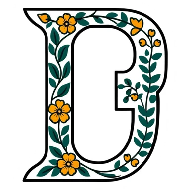 fancy decorative letter J with floral elements sticker