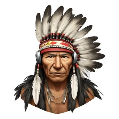 Indian chief bobber sagebrush with headset on and feathers sticker